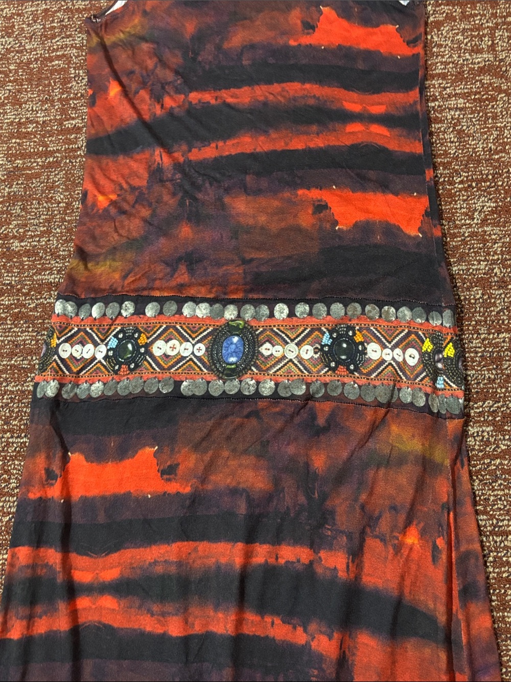 Vintage Desigual 90’s y2k maxi dress stretch jersey drop waist loose fit top M - Picture 9 of 16